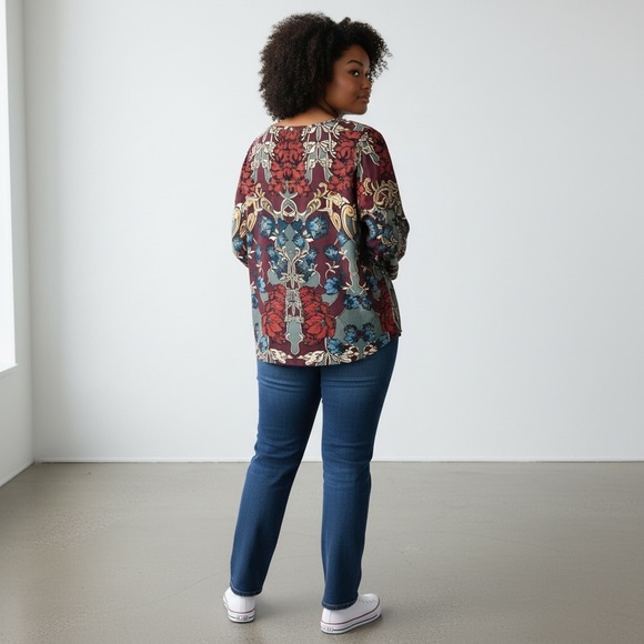 Lane Bryant Tunic Top Floral Studs Silk Fabric 16 - Picture 4 of 13